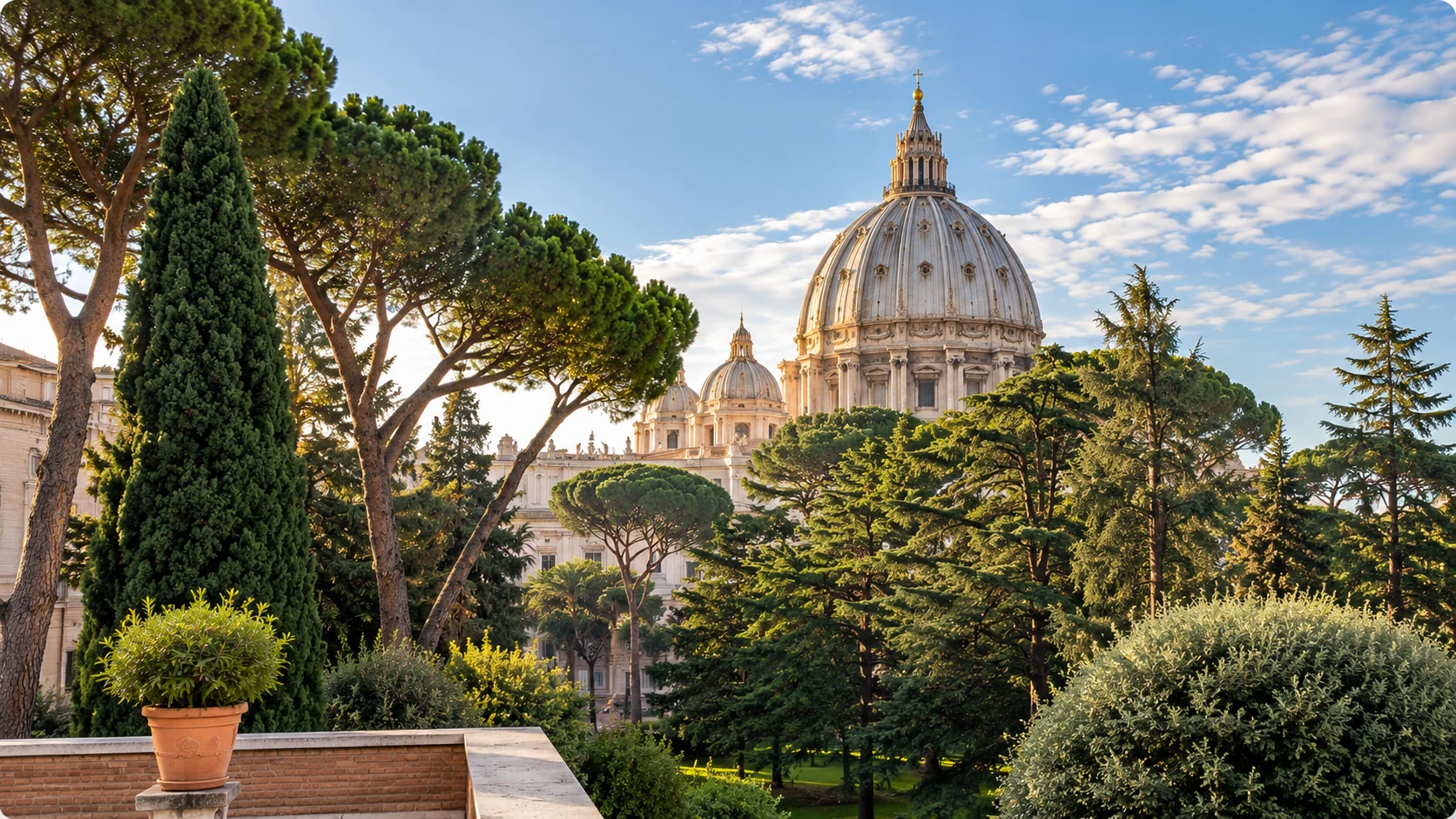 Vista di Roma con la cupola di San Pietro, vicino alla sede di Cipro